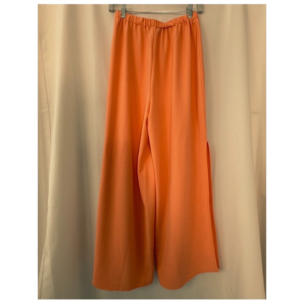 JUSTFAB Orange Wide Leg Side Slit Pants Size Small Resort Vacation Summer NWT